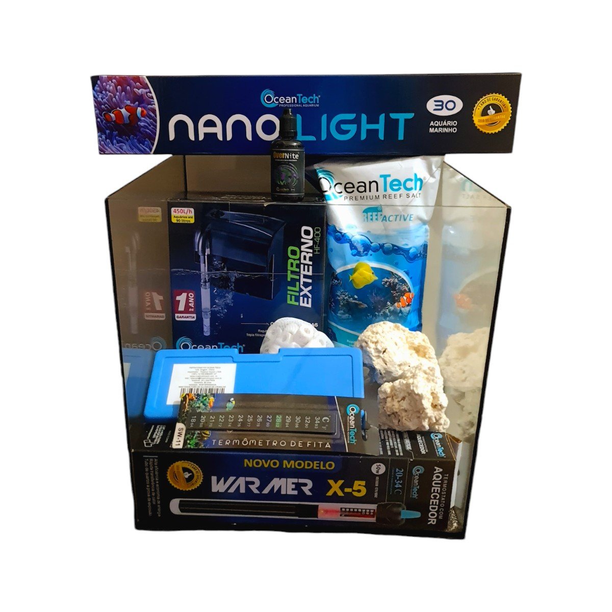 KIT AQUÁRIO MARINHO OCEAN TECH HANG ON 220V - 27 LITROS